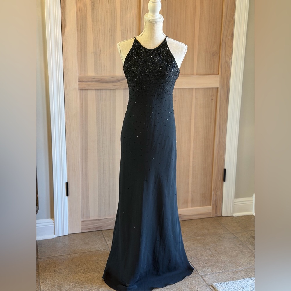 Y2K Classic Chelsea Nites Black Dress. Gradient Beading Women’s Sz-8 EUC Vintage